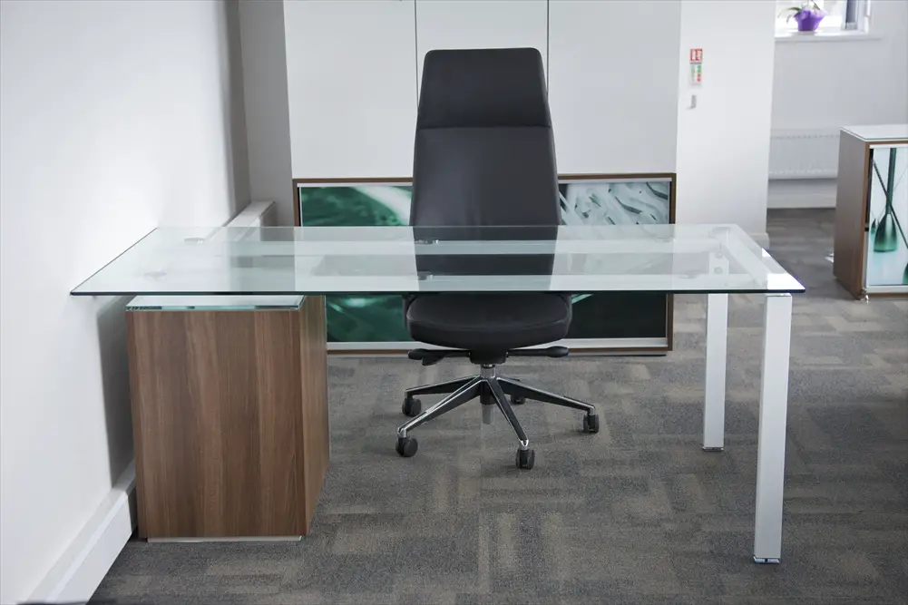 Decorating Office Space At Work With Glass Computer Desks Office