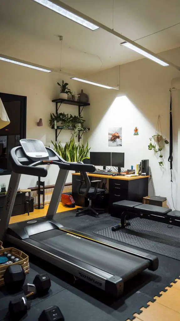 Having a home office gym means you're dealing with cables from both office equipment and gym gear. A neat solution involves using cable ties or clips to secure cords along the edges of desks and walls. This prevents tripping hazards and keeps things looking clean.