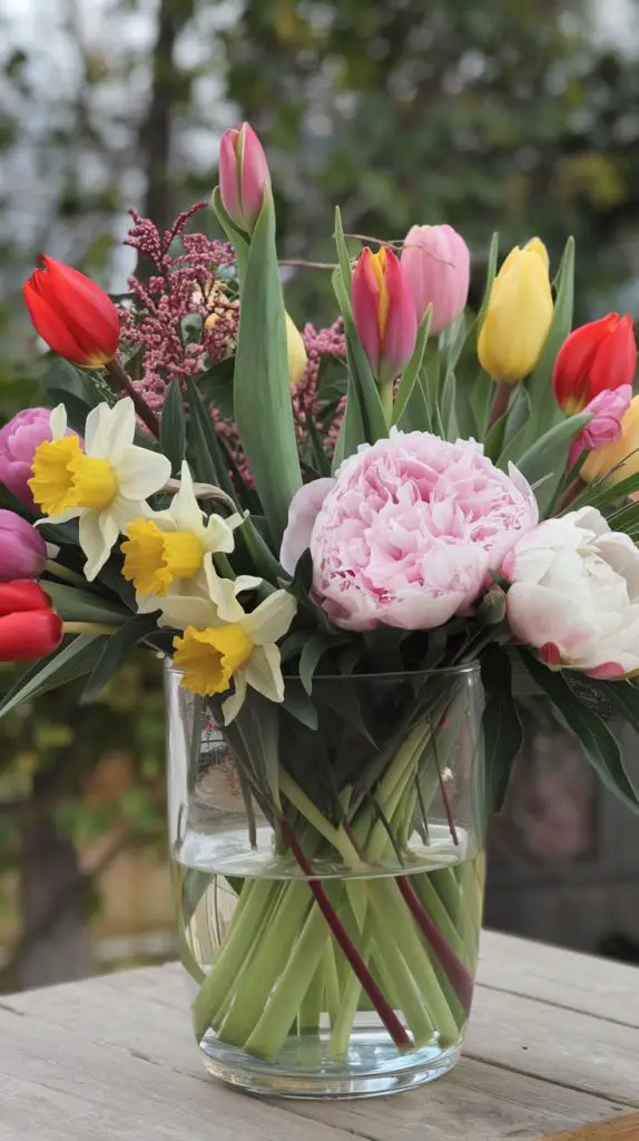 Nothing says spring like fresh flowers! Consider placing a vase of freshly cut flowers on your dining table or coffee table. Visualize a clear glass vase filled with tulips, daffodils, and peonies in a spectrum of colors. This arrangement not only adds a splash of color but also fills your home with a delightful fragrance.