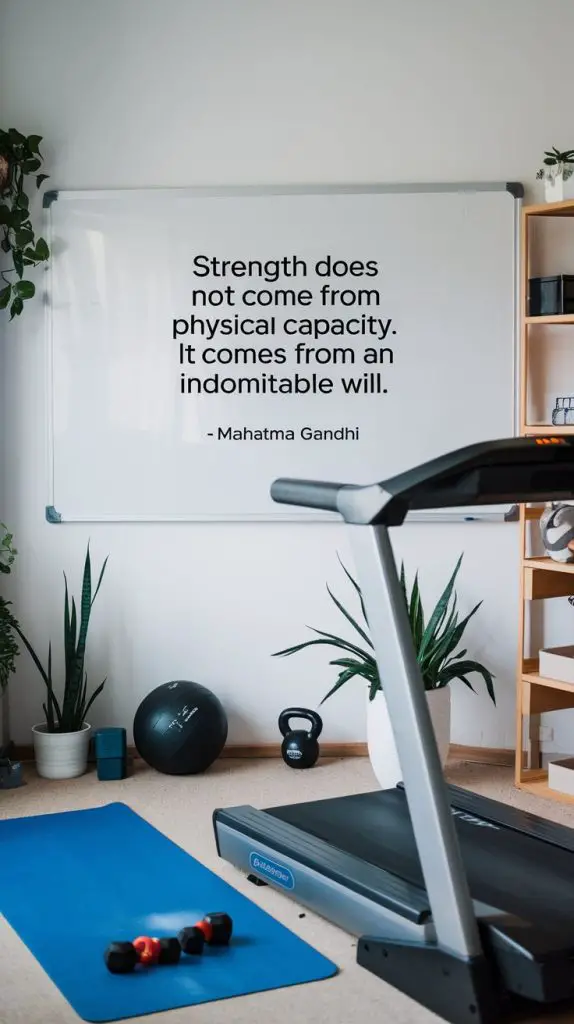 Adding inspirational quotes to your home office gym can be a great way to boost morale and keep you focused on your goals. These quotes can serve as a daily reminder of why you’re putting in the effort.