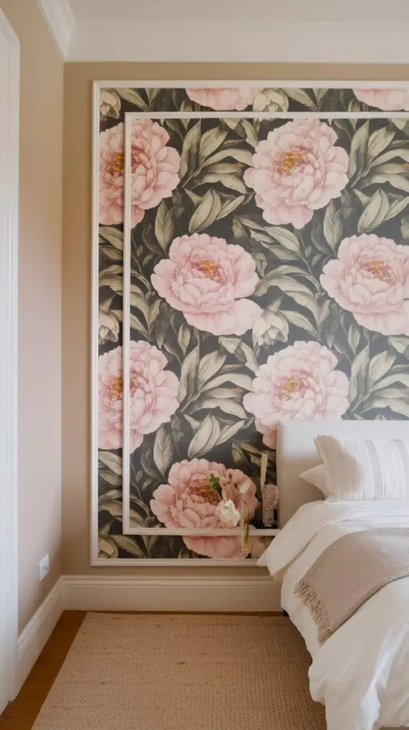 Create a focal point with floral wallpaper accents. Picture a single wall in your living room or bedroom adorned with wallpaper featuring a beautiful floral pattern. This accent wall can add depth and interest to your space, making it feel more vibrant and lively.