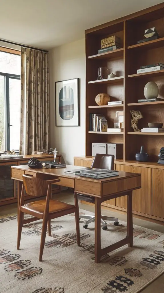Bringing natural wood elements into your home office creates a warm and inviting atmosphere. You can incorporate wooden desks, bookshelves, or even small decorative pieces to add charm. These elements offer a soothing, organic touch that can enhance your focus and productivity.