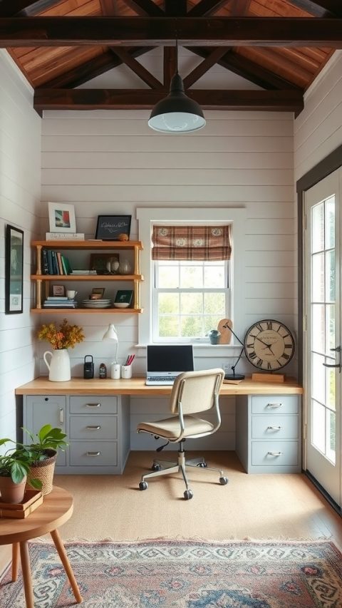 50 Inspiring Farmhouse Home Office Ideas for a Cozy Workspace - Office ...