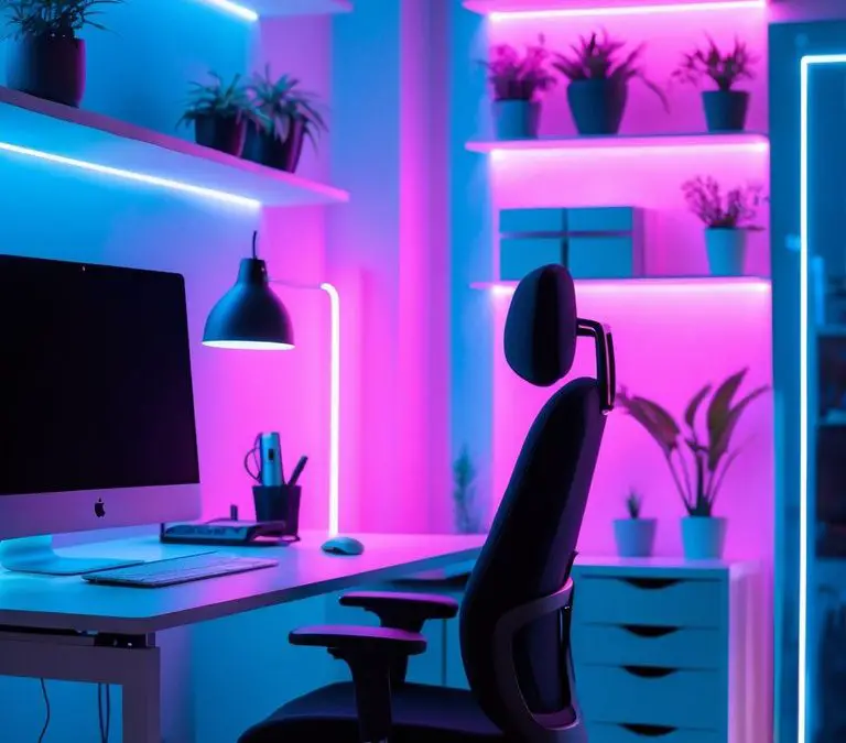 21 Glowing Neon Home Office Decor Ideas to Boost Your Productivity & Mood