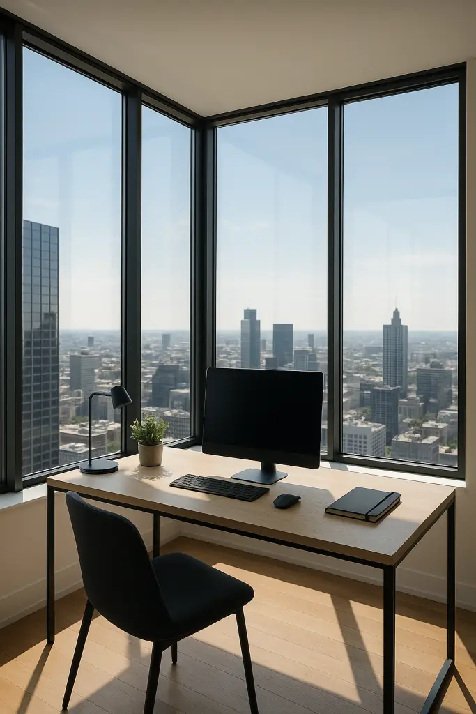 Floor-to-ceiling windows home office