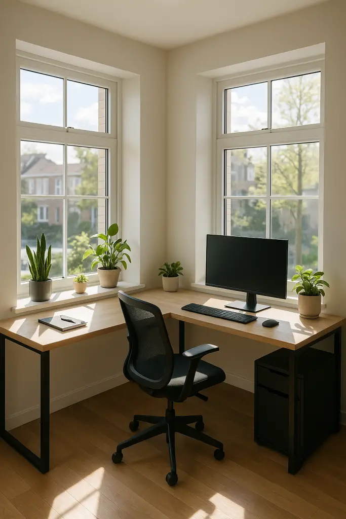 Corner office dual windows