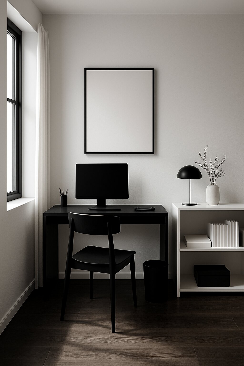 Black white minimalist office