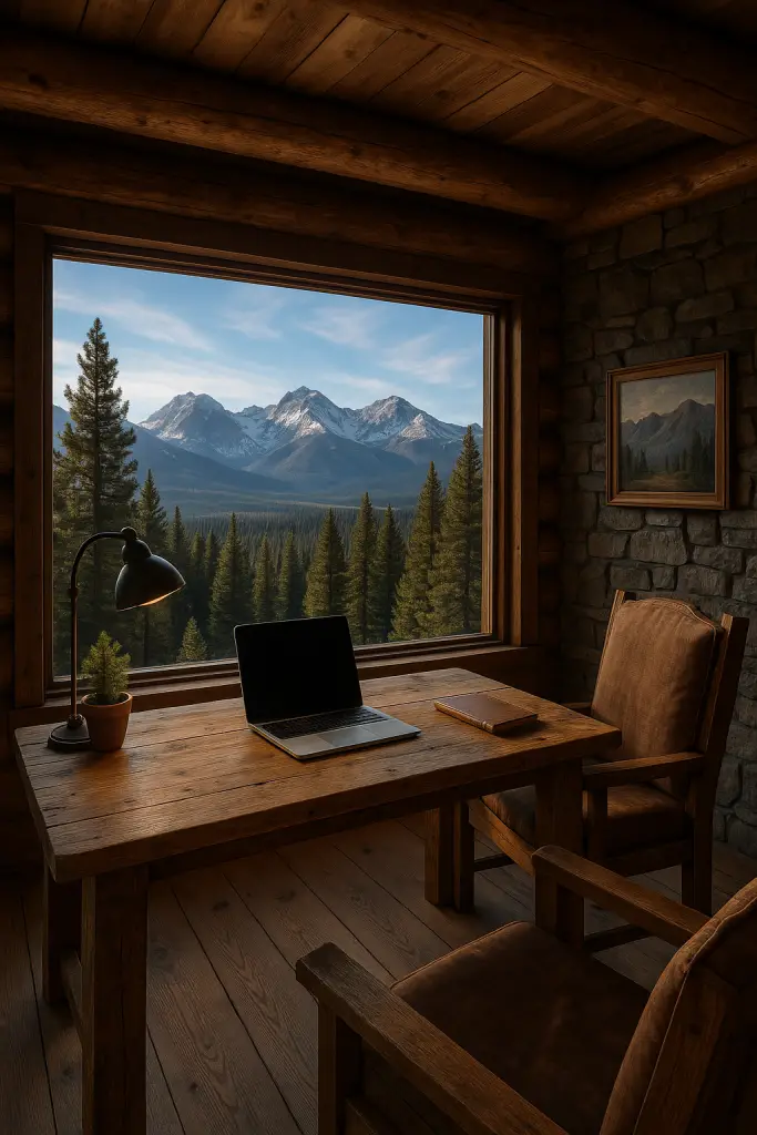 Mountain cabin office