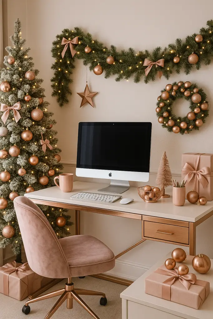 Rose gold Christmas office
