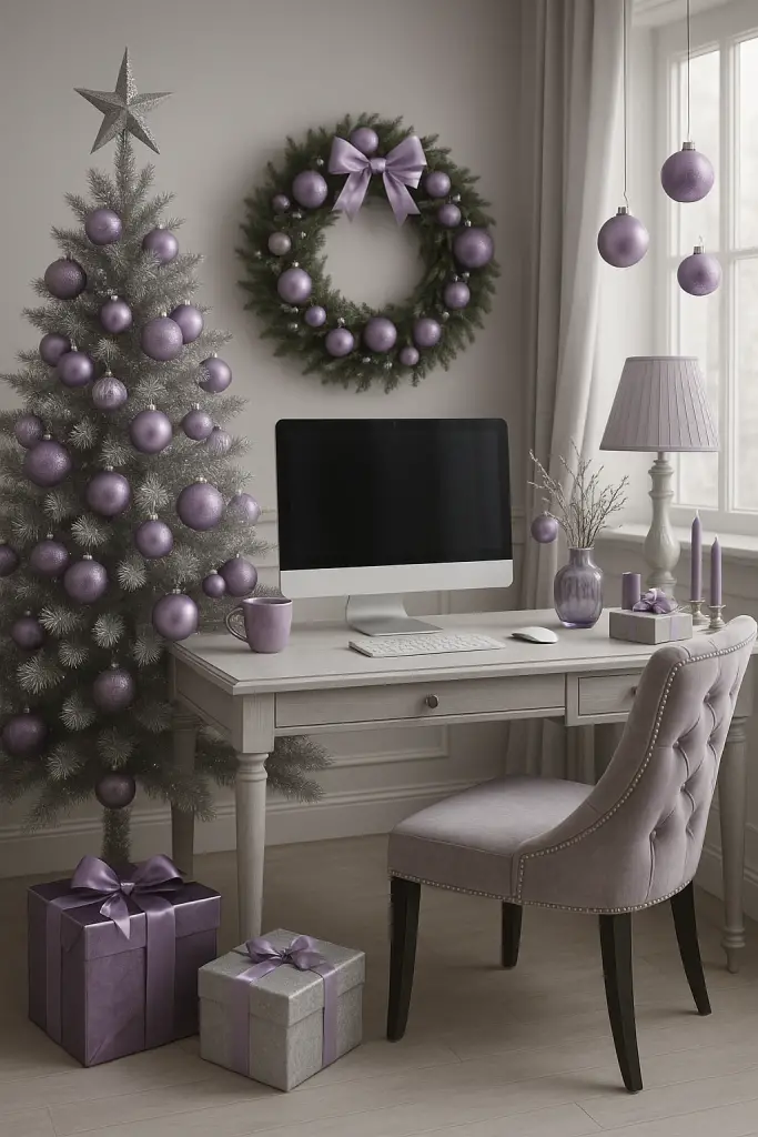 Purple silver Christmas office