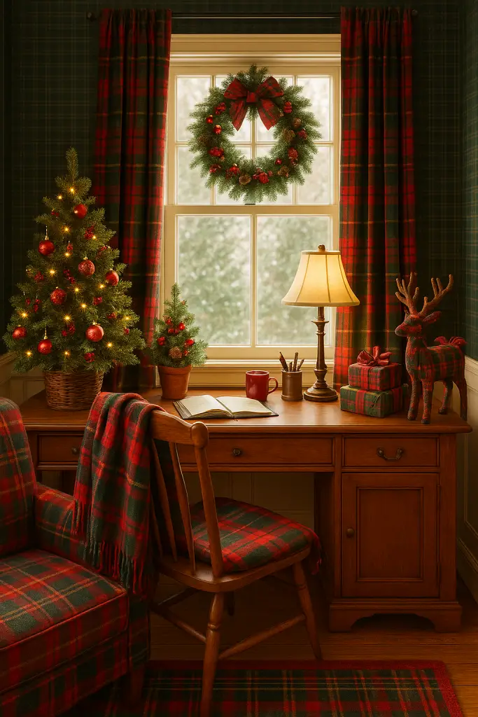 Tartan plaid Christmas office