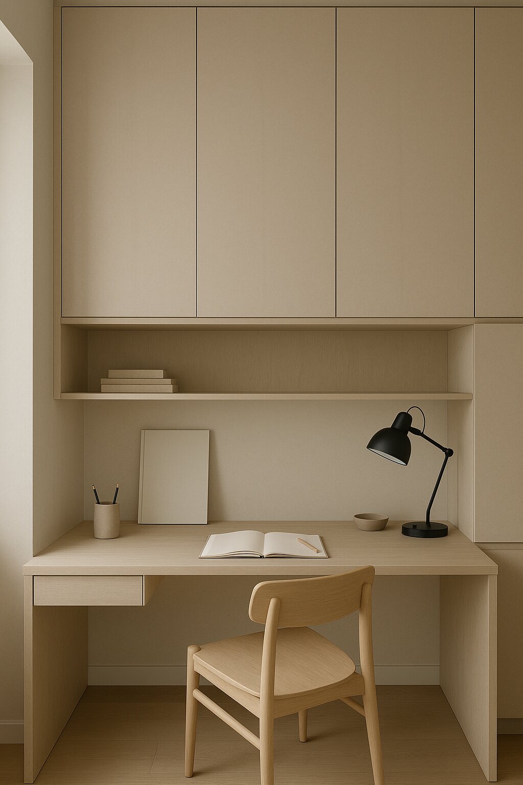 Hidden storage minimalist office